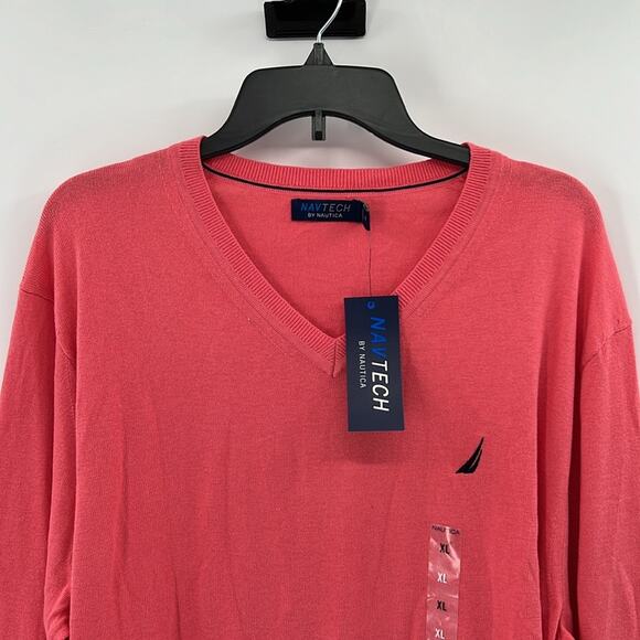 Nautica Navtech Men's Lightweight V-Neck Jersey Sweater - Teaberry - XL - NWT - Picture 2 of 7